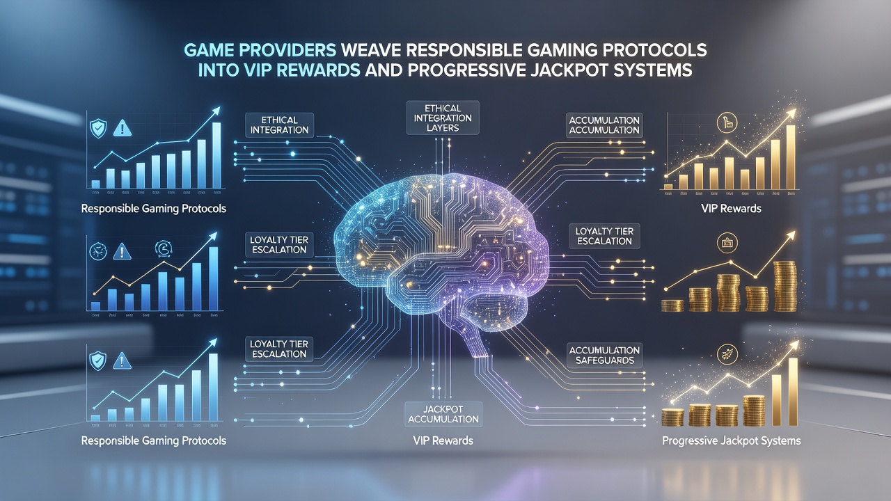 Diagram van hoe verantwoord gokken protocollen zijn verweven in VIP-rewards en jackpot systemen voor mobiele slots