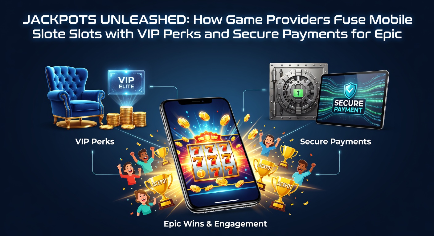 VIP speler die een enorme jackpot viert op mobiel, met veilige betaalicoontjes en slot symbolen op de achtergrond