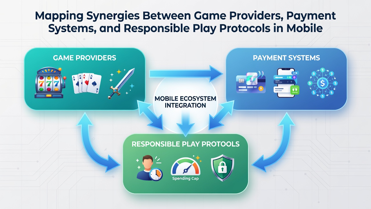 Diagram van dataflows tussen providers, betalingen en verantwoord spelen protocollen in VIP-apps