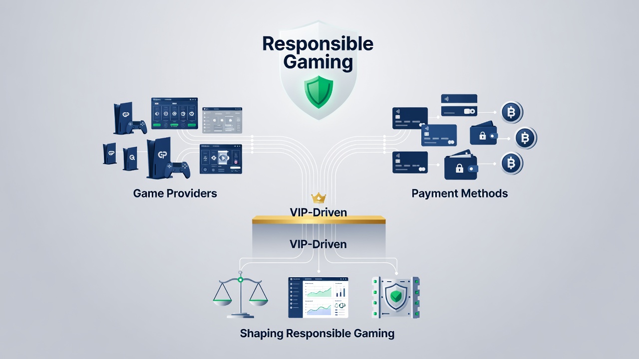 Diagram van verantwoord gaming integratie via betalingsstromen in VIP slots