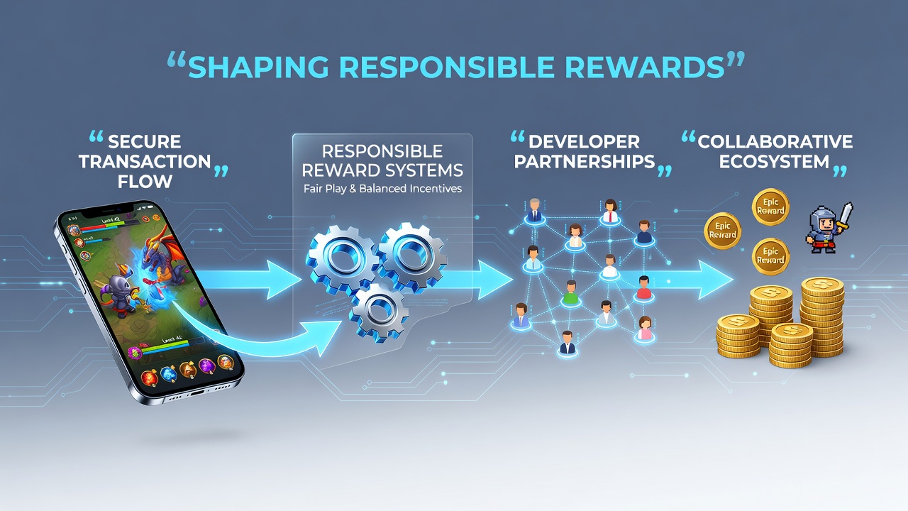 Illustratie van veilige transactiestromen en partnerschappen in mobiele gaming omgevingen