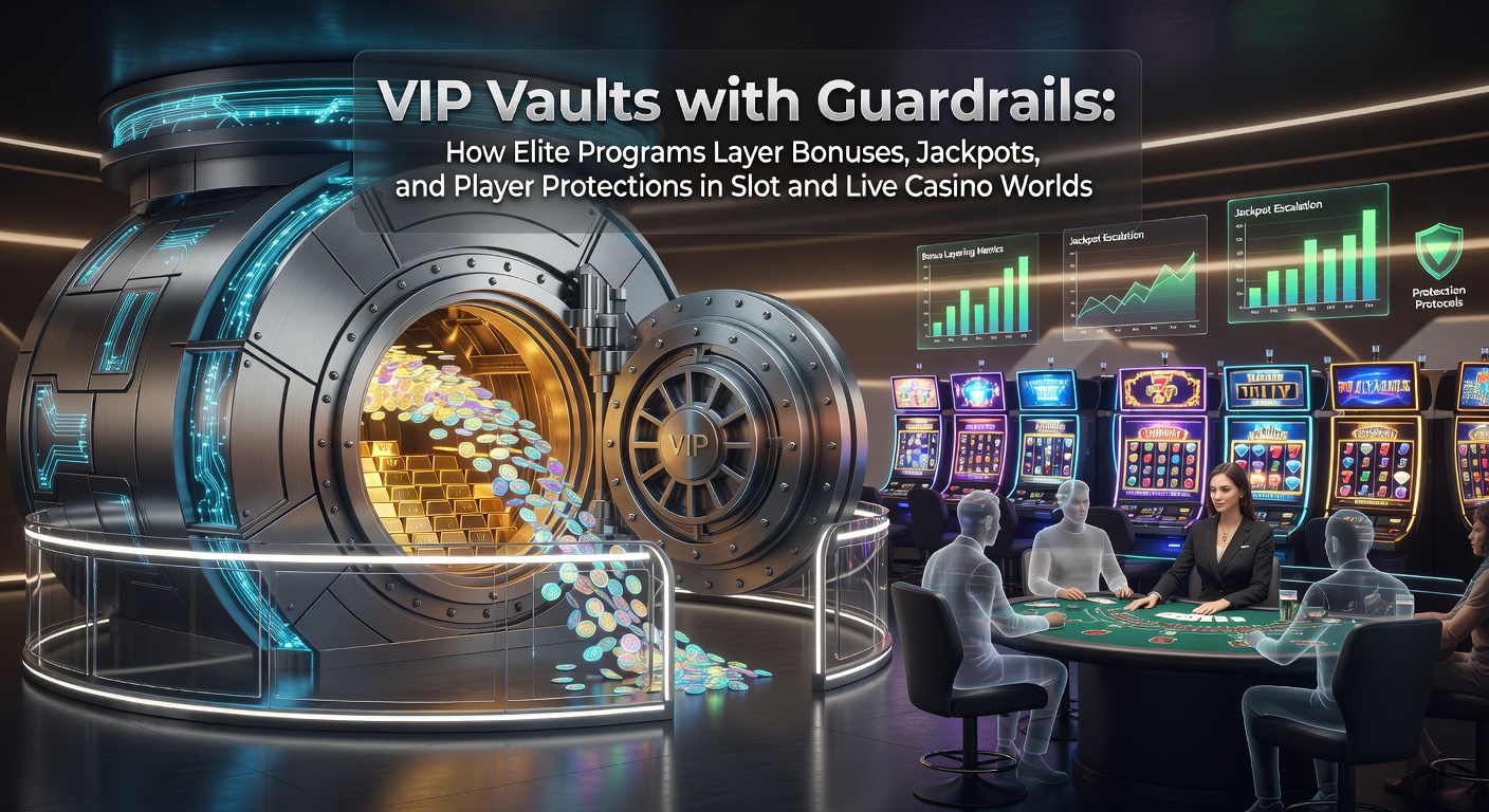 Afbeelding van een luxueuze VIP-kluis met gouden sloten, jackpot-munten en beschermende vangrails in een casino-omgeving