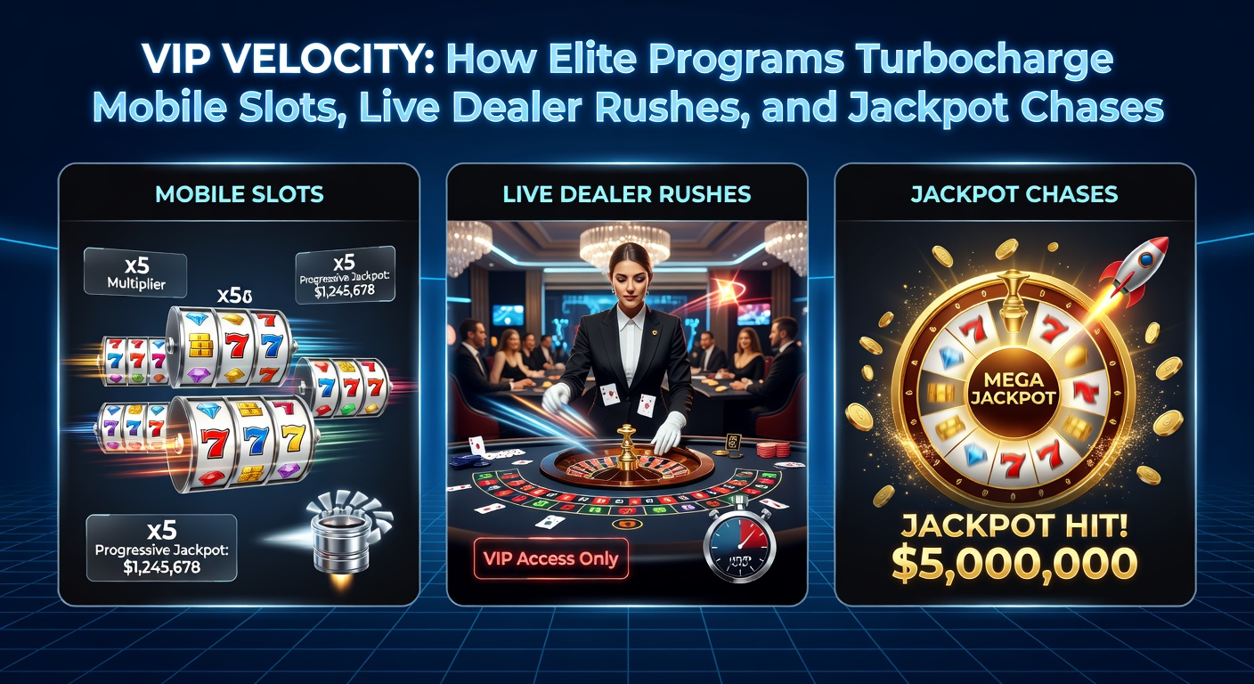 Visualisatie van een VIP-speler aan een live dealer tafel met mobiele slot overlays, jackpot meters die exploderen en schild-icoontjes voor veiligheidsfuncties op een high-tech dashboard